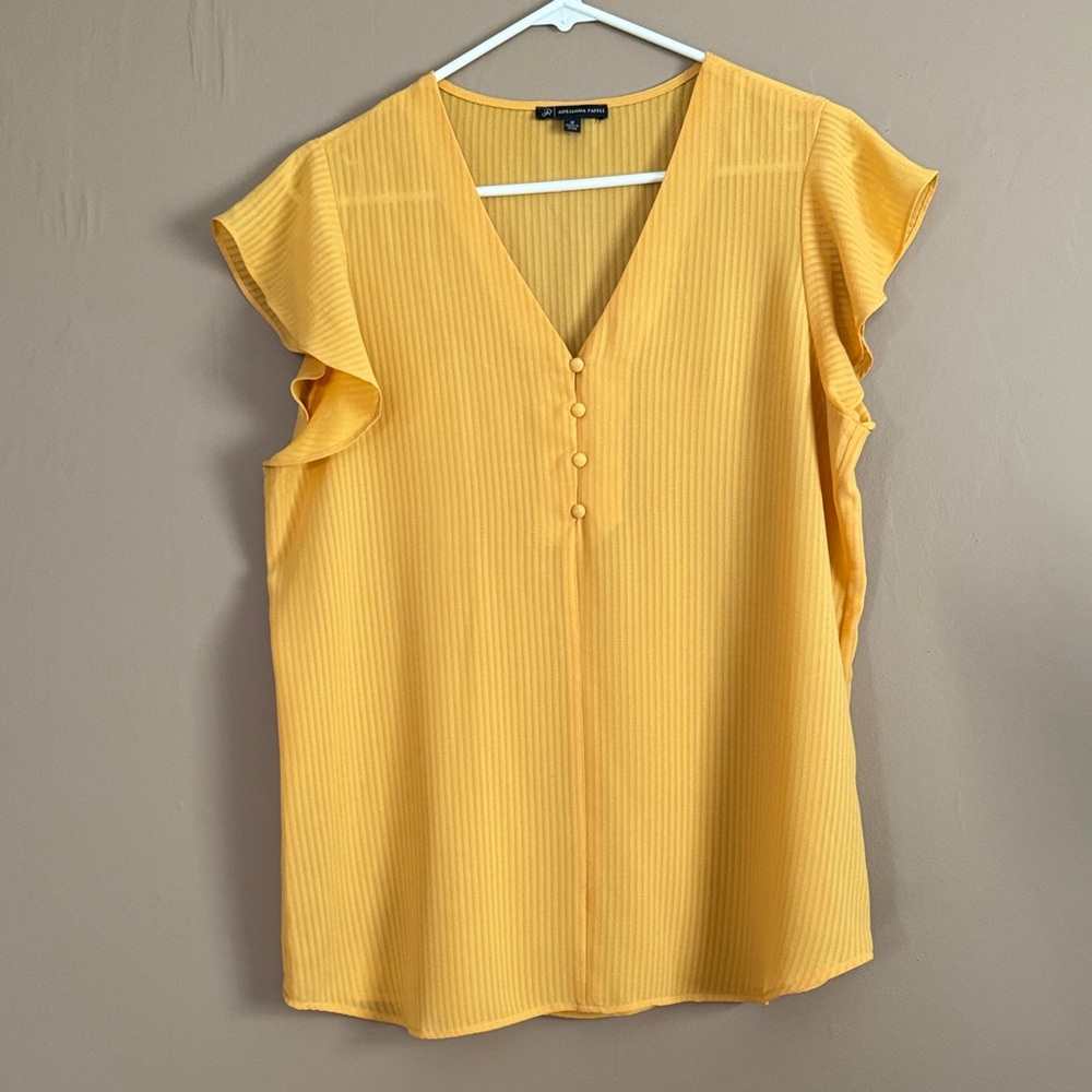 Adrianna Papell Yellow Flutter Sleeve Blouse